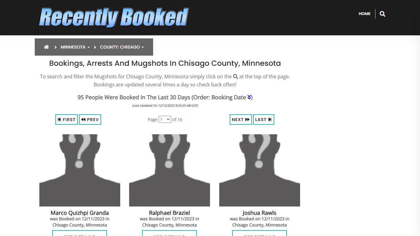 Bookings, Arrests and Mugshots in Chisago County, Minnesota